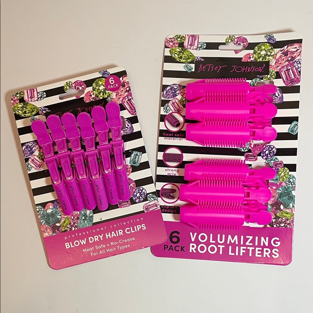 ⭐️NEW IN BOX BETSEY JOHNSON Vibrant Pink Hair Styling Set | Celeb Style Haircare